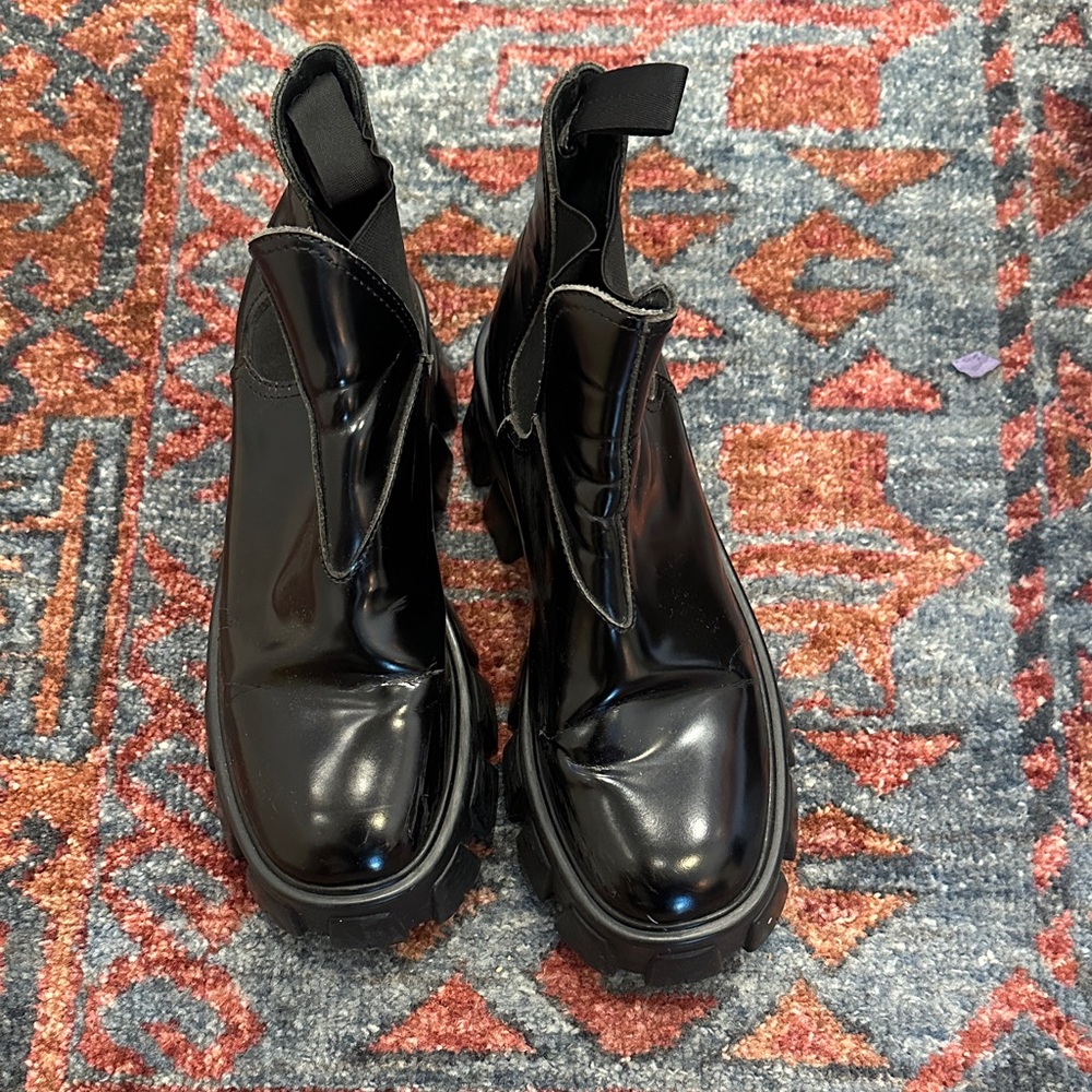 Prada Monolith black leather boots